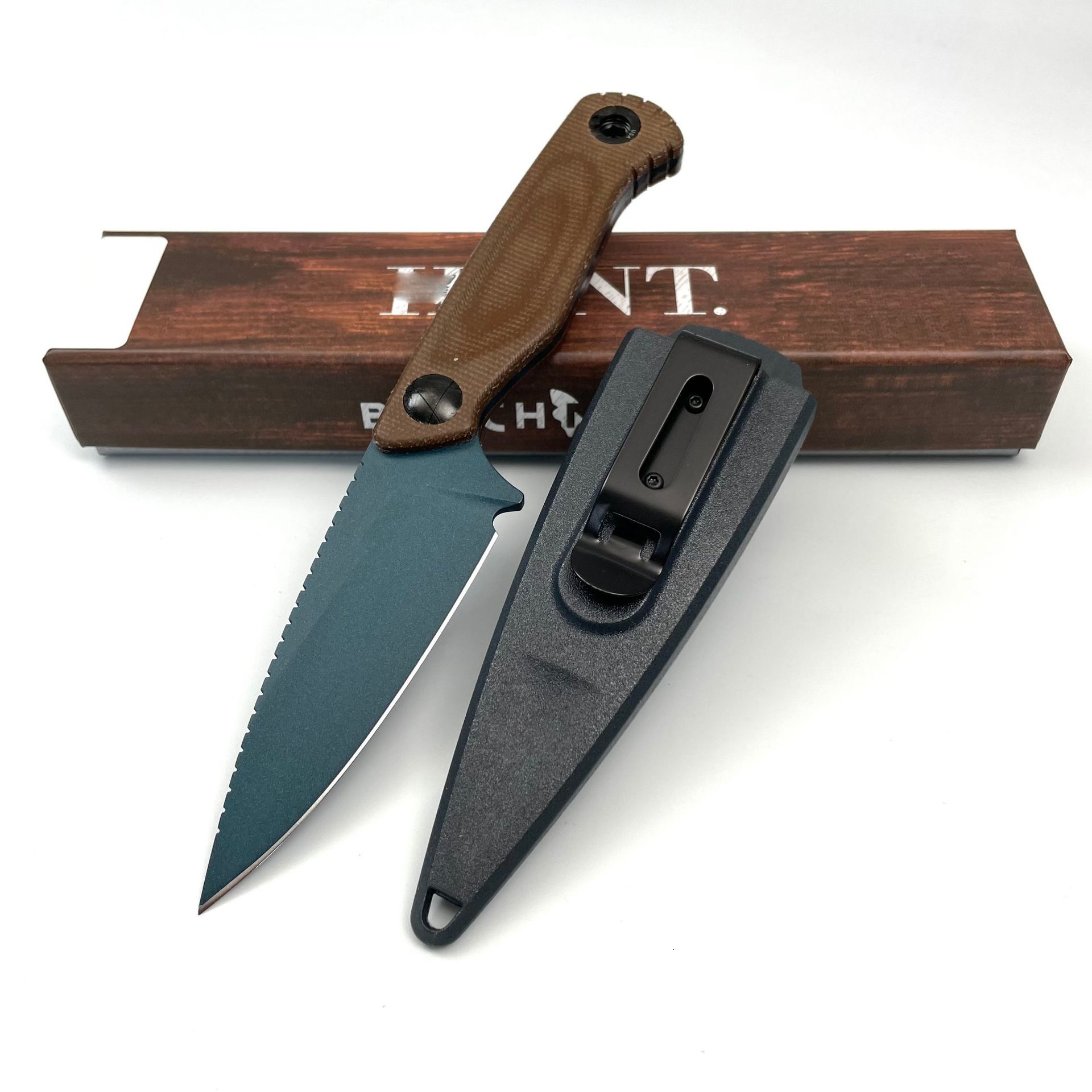 BM 203BT Fixed Blade Knife with Sheath D2 Steel Blade G10 Handle Outdoor EDC Camping Knife Hiking Hunting Survival Tools