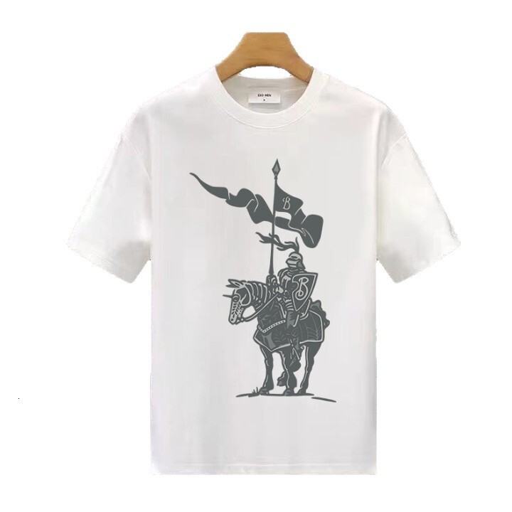 Mens Heavyweight Cotton Casual Streetwear Crew Neck Loose Fit Short Sleeve Designer Knight Print T-Shirt For Summer Daily Fashion Wear
