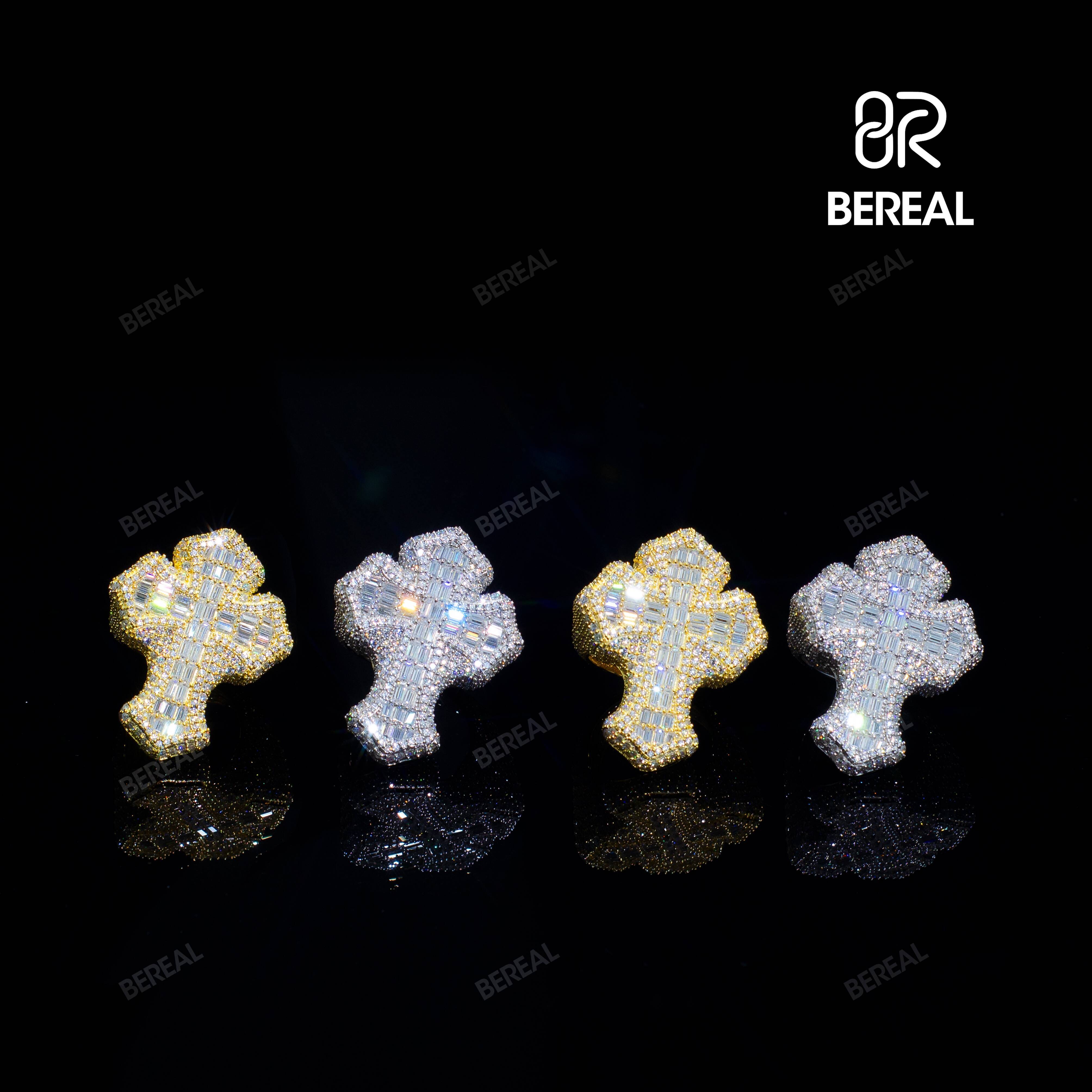 Haute Custom Design Pass Diamond Tester Baguette Moissanite Silver Letter Ring Iced Out Hip Hop Ring Fine Jewelry for Men