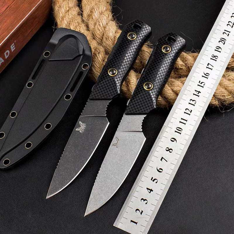 High Hardness BM 15600 Fixed Blade Knife D2 Steel Drop Point Blade Nylon Fiberglass Handle Tactical Self Defense Knife