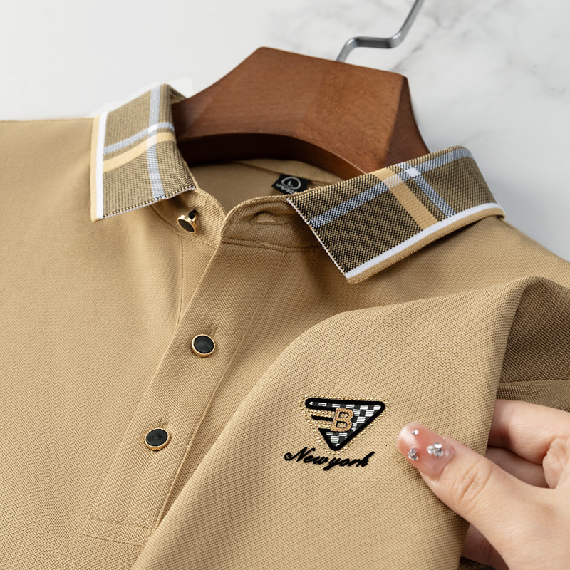 Designer Mens Plaid Collar Polo Shirt 2026 Summer New Short Sleeve Casual Business Tops With Embroidered Logo Breathable Comfortable Tee For Daily Wor