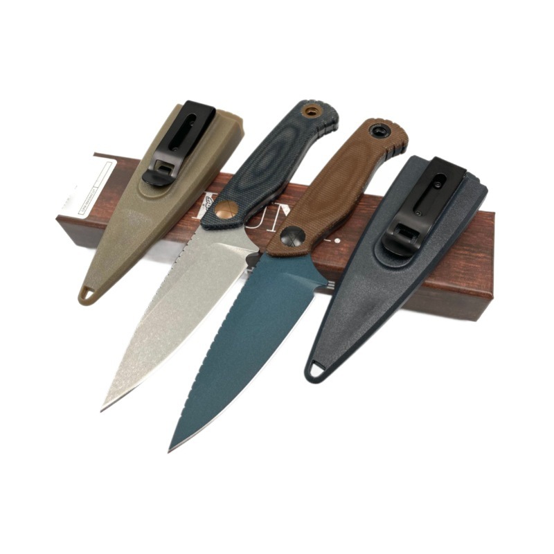 BM 203BT Fixed Blade Knife with Sheath D2 Steel Blade G10 Handle Outdoor EDC Camping Knife Hiking Hunting Survival Tools