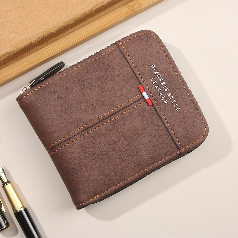 Leather Mens Wallet Mens Purse Male Zipper Card Holders with Coin Pocket Rfid Wallets Gifts for Men Money Bag 260129