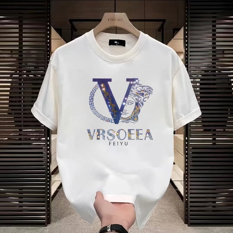 Men's short-sleeve t-shirt for summer, round neck, loose fit, pure cotton, trendy and stylish, with ins character print, casual and versatile