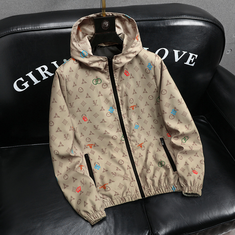 Free shipping 2026 spring and summer new arrival light luxury men's casual hooded loose fitting fashionable trendy jacket black yellow