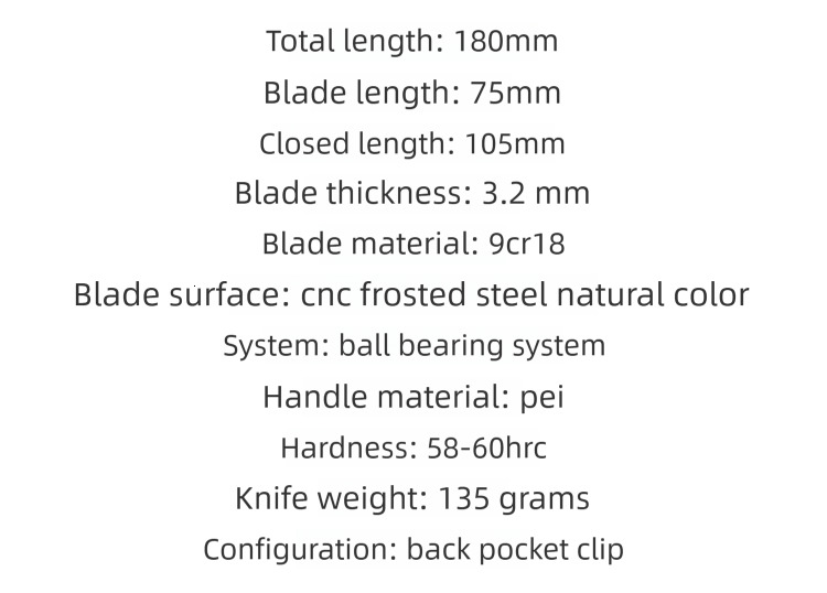 C123 PEI folding for outdoor camping, wilderness survival, high hardness pocket tool knife