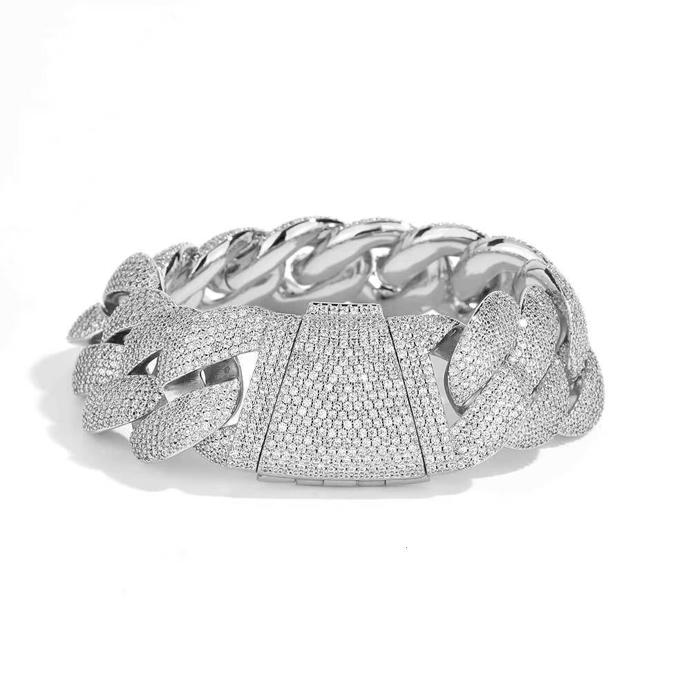 Fulsun Hip Hop Custom 24Mm Sugar Cube Cuban Chain S925 Sterling Silver Moissanite MenS Jewelry Accessory Bracelet