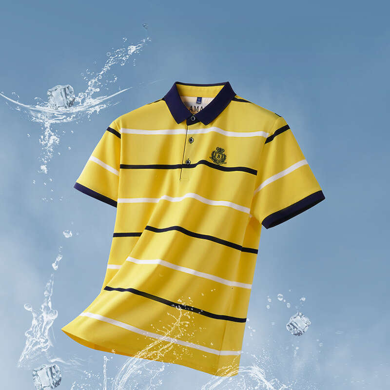 Luxury Brand Designer Clothes Live Broadcast Cross-Border Men's Short-Sleeve POLO Shirt, Fashionable Striped T-Shirt, Summer Business Sports Embr
