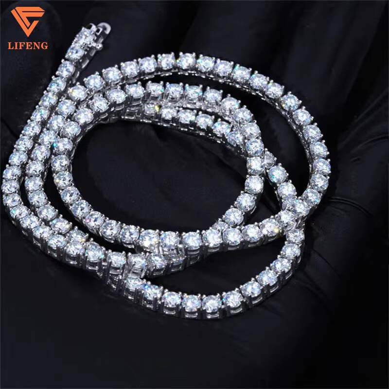 3mm 4mm 5mm 6mm VVS Moissanite Tennis Chain 925 Sterling Silver White Gold Plated Women Men Jewelry Diamond Bracelet Necklace