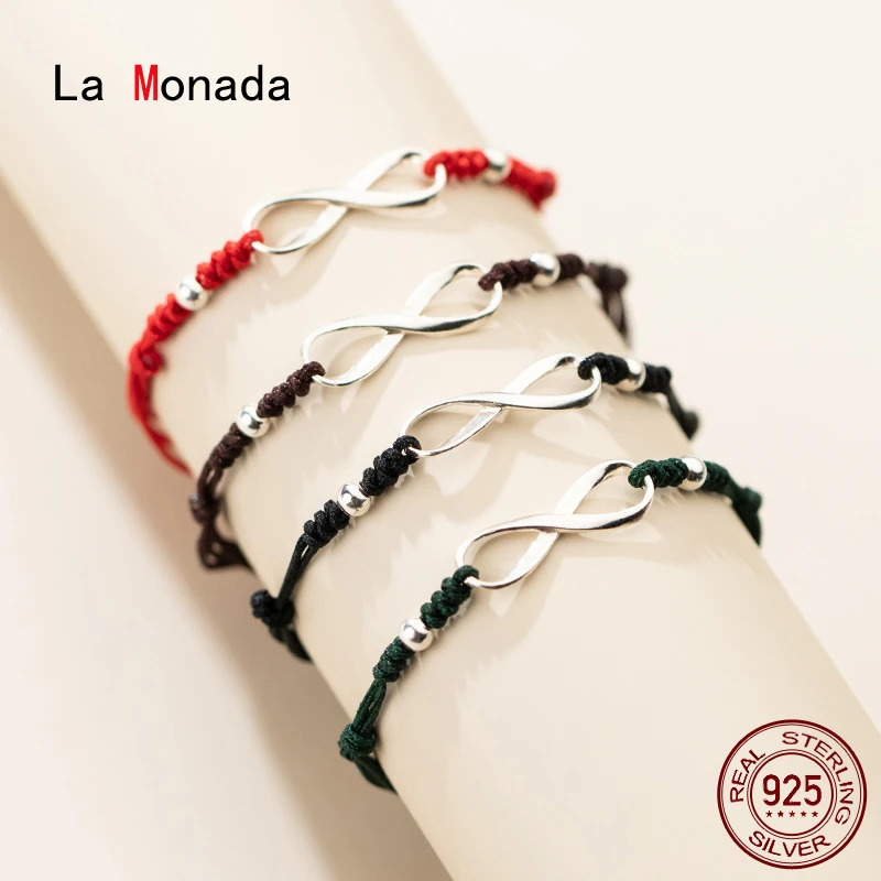 La Monada 925 Silver Eight Infinite Red Rope Bracelets Red Thread Line String Jewelry Bracelets For Women Lucky Adjustable 260427