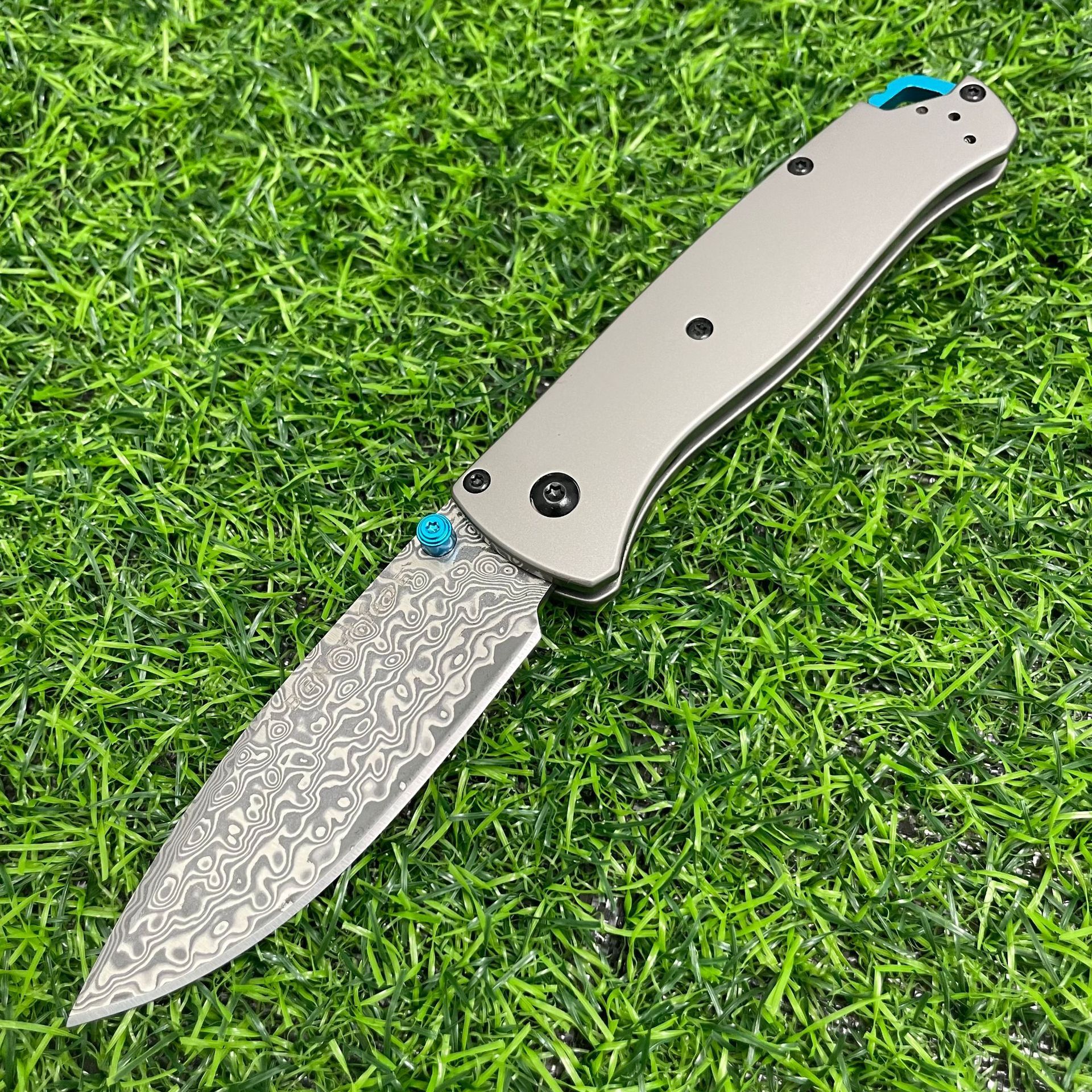 BM Mini 535/533-TI Damascus Titanium alloy Handles Bugout Folding Knife Outdoor camping hunting pocket EDC utility KNIVES