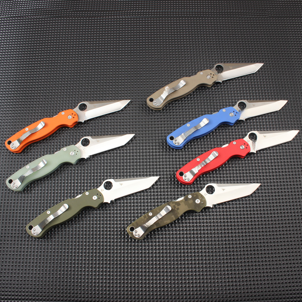 C81 Outdoor Camping Hiking Fishing Survival Sharp Folding Knife G10 Handle