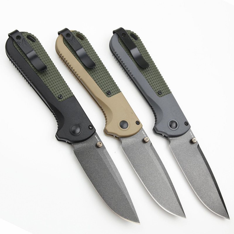 BM 430 Redoubt Folding Knife 3.55" CPM-D2 Graphite Black Plain Blade Grivory Handles 430BK Camping Tool with Clip Pocket Knife