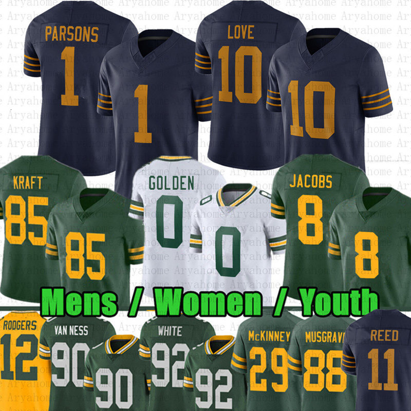 Micah Parsons 0 Matthew Golden Love Josh Jacobs Football Jersey Edgerrin Cooper Jayden Reed Romeo Doubs Luke Musgrave Xavier McKinney Tucker Kraft Sav
