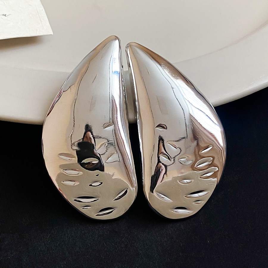 European and American cross-border silver needle smooth water drop metal stud minimalist style, elegant earrings, light luxury high-end earrings whole - view 5