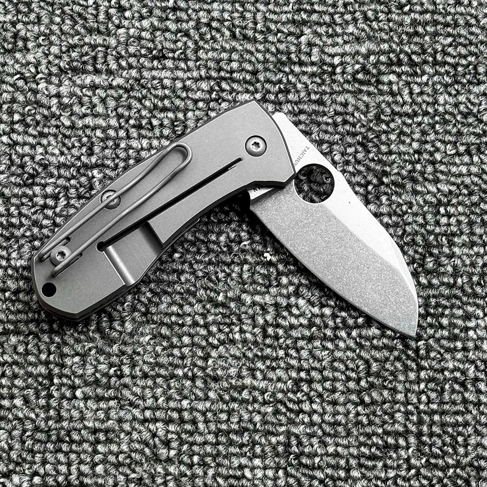 C158 Pocket Folding Knife Label Titanium Alloy Handle Outdoor Camping Defense Hunting Knife EDC Tool Gift