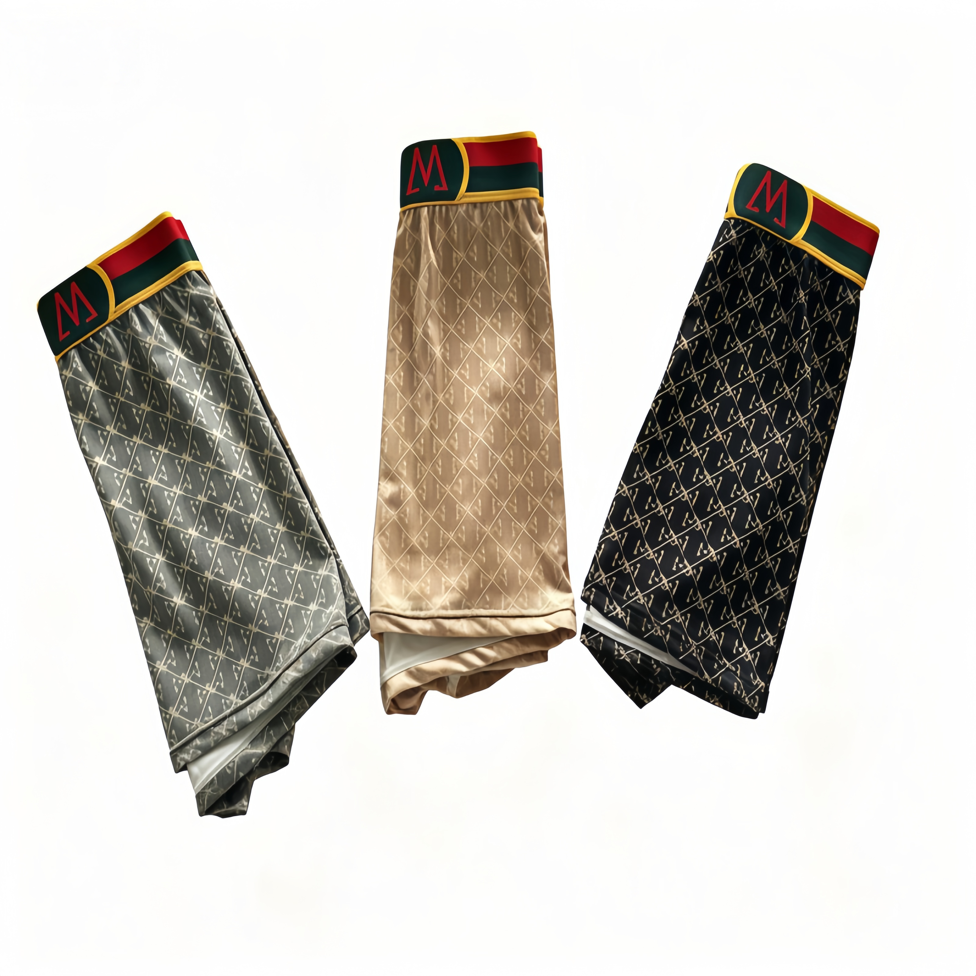 Pack of 3 men's seamless boxer briefs, high-waisted four-corner shorts for youth and men.