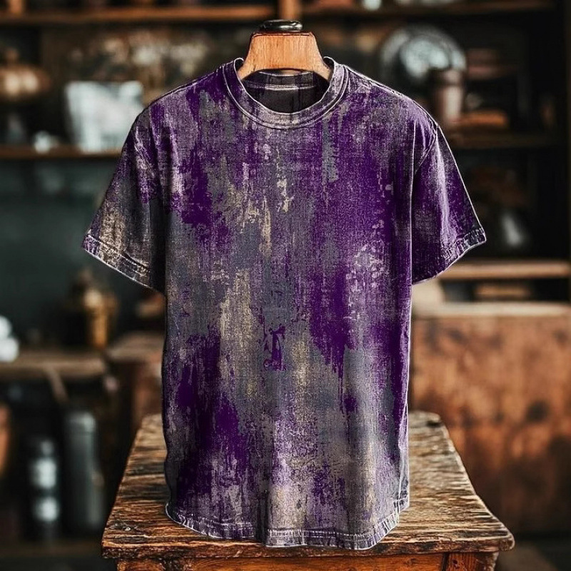 Mens Designer Vintage Baroque Print T Shirt Short Sleeve Crew Neck Streetwear Top Hip Hop Style Gold Black Pattern Casual Daily Wear