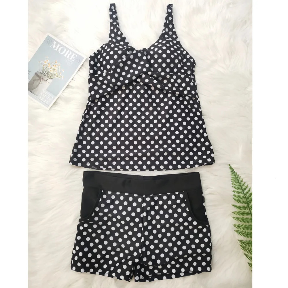 Dots Two Piece Swimsuit Conservative Swimwear Women Shorts Tankini Push Up Swimsuit Plus Size Bathing Suit Shorts Beachwear 260427