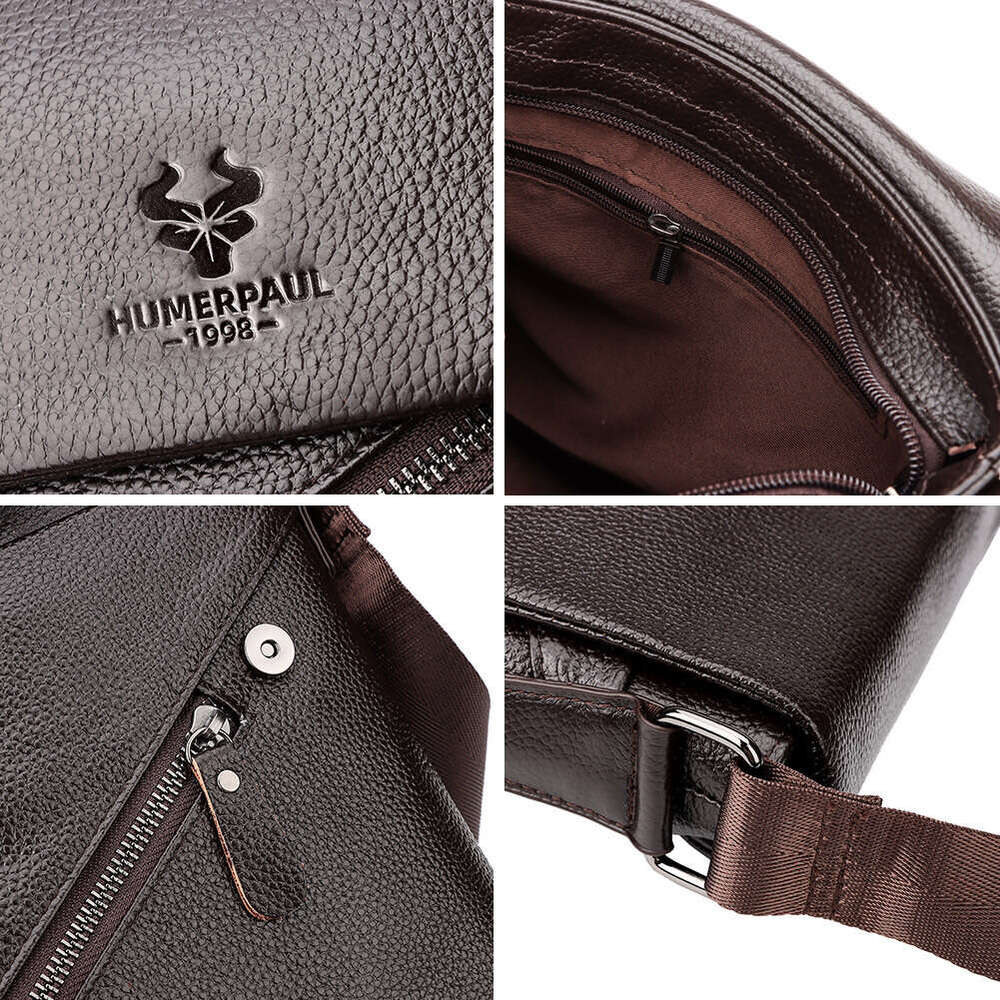 Light Luxury Niche Designer Hummer Paul Men Bag, Top Layer Cowhide Flap Shoulder Bag, Cross Border Trendy Genuine Leather Crossbody BackpackSENYY