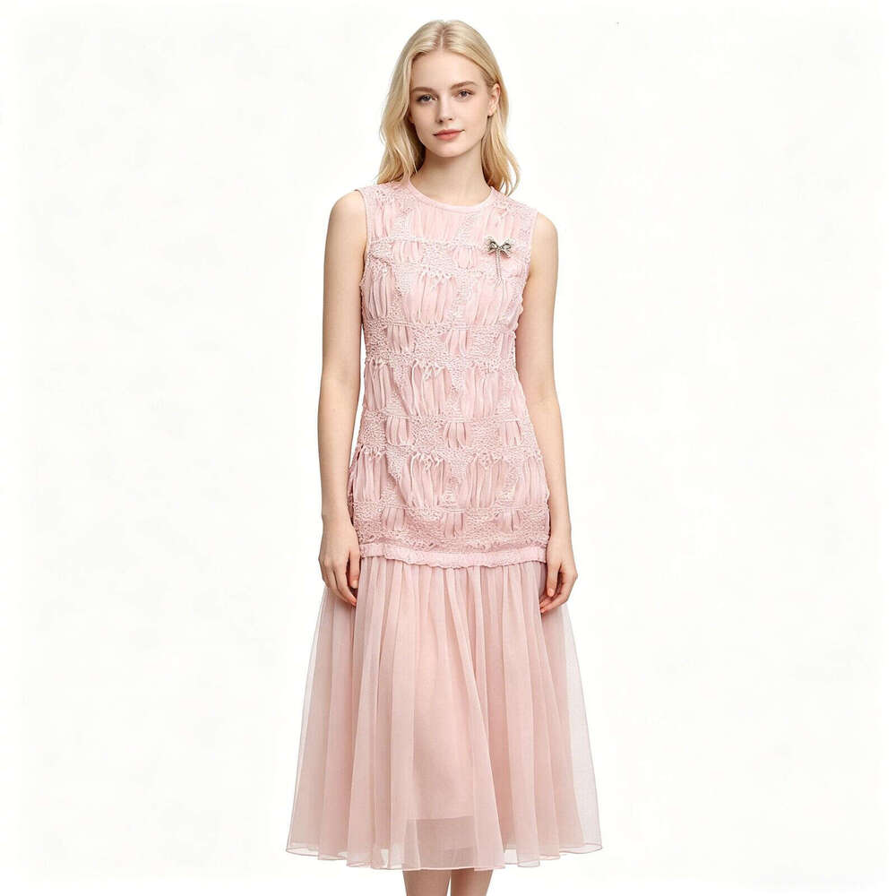 Designer's k30 high-end women's summer new style vacation style sweet texture patch long women's vest