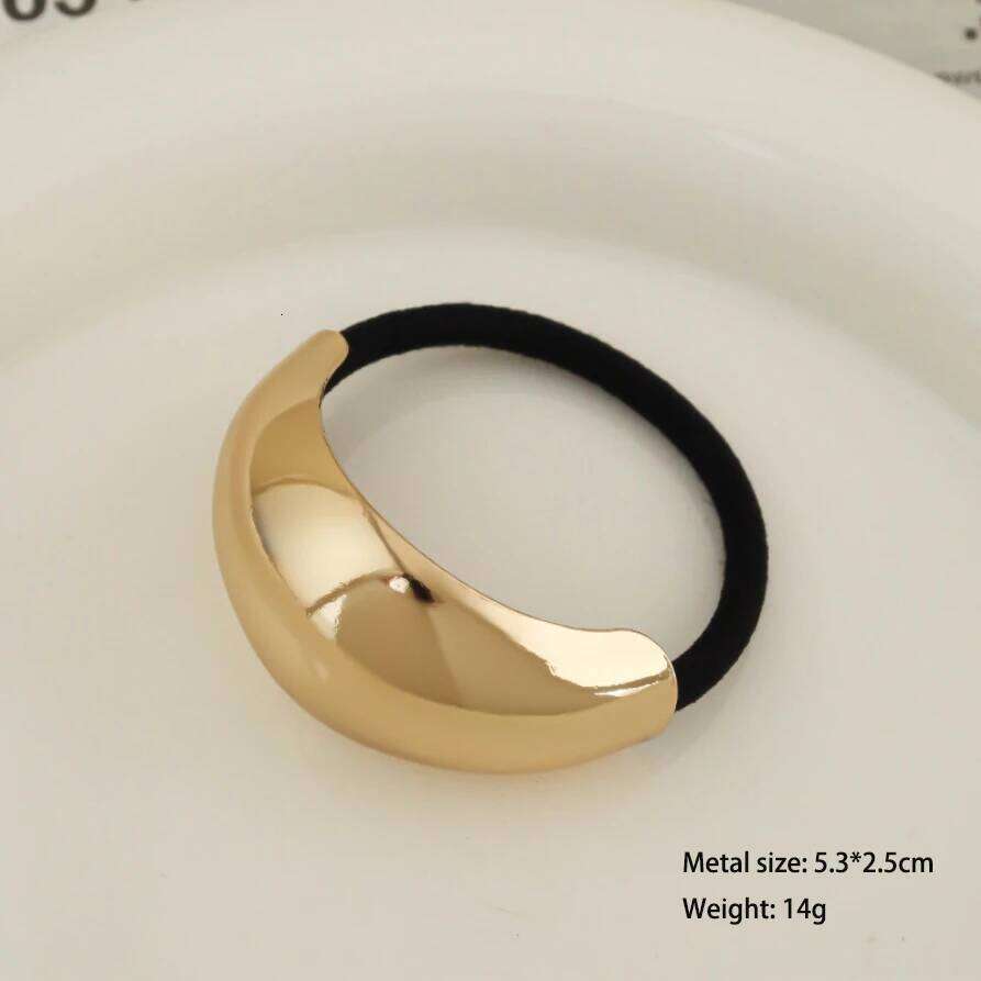 Classic Irregular Geometric Charms Ties Gold Silver Metal Ponytail Holder Hair Cuff Rope Women Girls Elastic Rubber Band