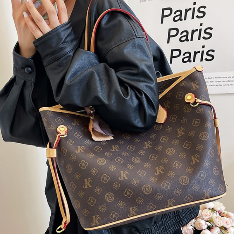 MONICA KIKI New Luxury Commuter Outdoor Large Capacity Designer Tote Bag Retro Printed Versatile Shoulder Bag for Women