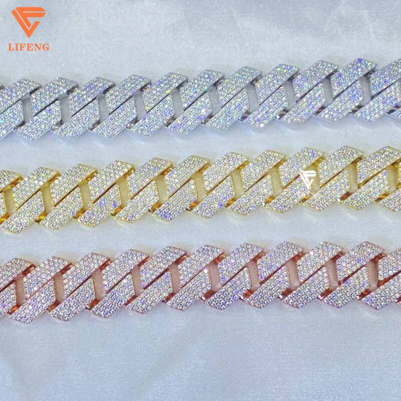 20mm Miami Moissanite Cuban Link Chain Necklace 925 Silver 18k Gold Plated Men Hip Hop Rock Cuban Link Chain Fine Jewelry