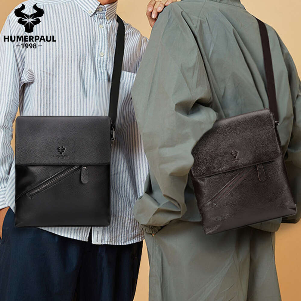 Light Luxury Niche Designer Hummer Paul Men Bag, Top Layer Cowhide Flap Shoulder Bag, Cross Border Trendy Genuine Leather Crossbody BackpackSENYY