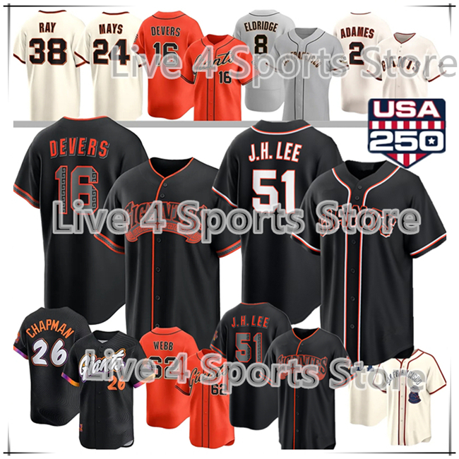 SF GiantSJersey Rafael 16 Devers 51 Jung Hoo Lee Matt 26 Chapman Logan 62 Webb Willy 2 Adames Luis 1 Arraez Heliot Ramos Casey Schmitt Landen Roupp Harrison Bader Bailey