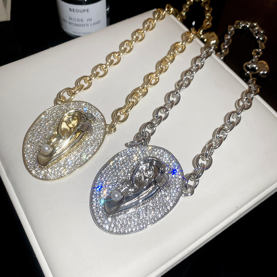 European American vintage style statement necklace pearl ear pendants, exaggerated and fashionable with a high-end feel, clavicle chain pendant access - view 8
