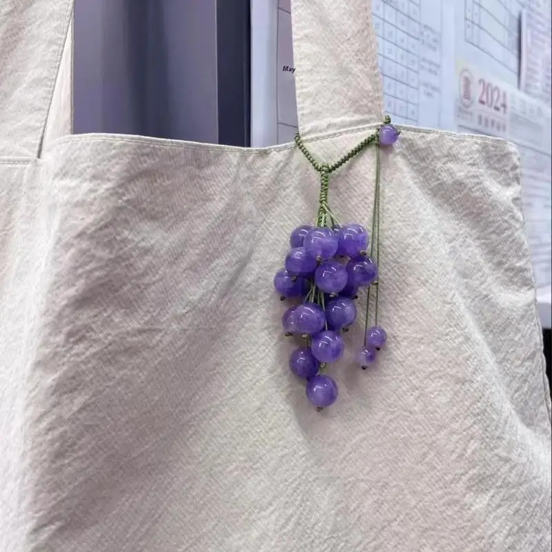 Summer Fresh Handmade Grape Keychain Womens Cute Bag Charm Cute Fruit Pendant DecorationYY26 260427
