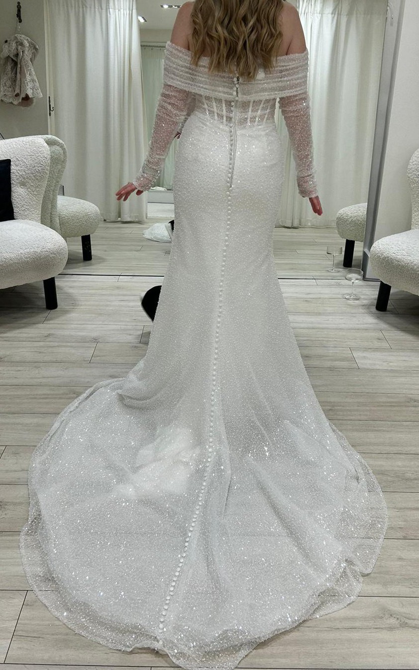 Celestial-inspired Wedding Dress 2026 Wrap Beads Illusion Corset Bridal Rehearsal Reception Engagement Party Night Dance Gown Winter Bride Long Sleeve