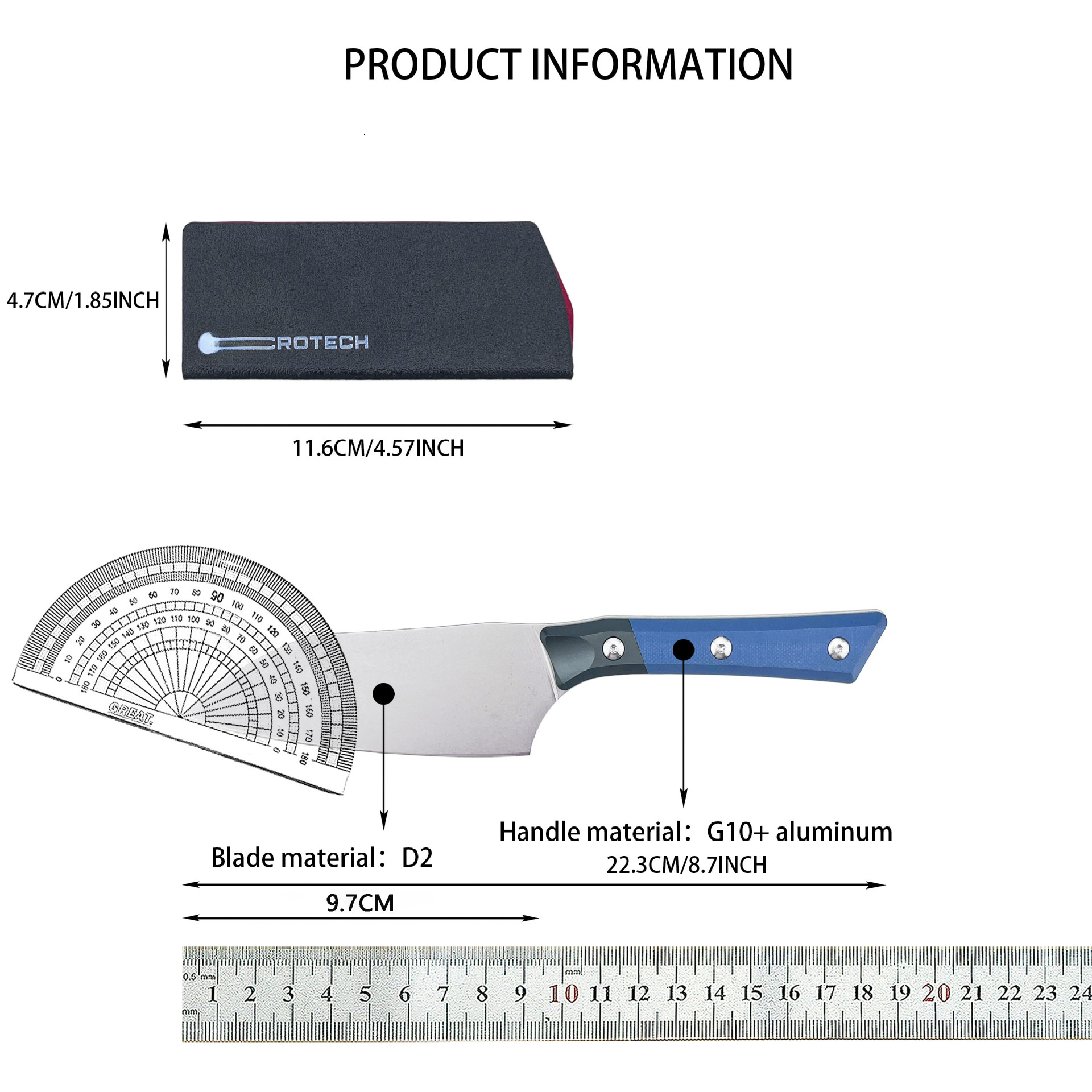 Bestseller Stainless Steel D2 Sheathed Kitchen Knife G10+ Aluminum Handle Integrated Blade Multi-purpose Kitchen Utility Knife