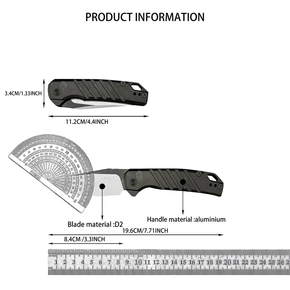 KS 7305 Outdoor Pocket Folding Knife D2 Steel Blade Aluminum Handle Everyday Carry Camping Hiking Cutting EDC Tools Men's Gift