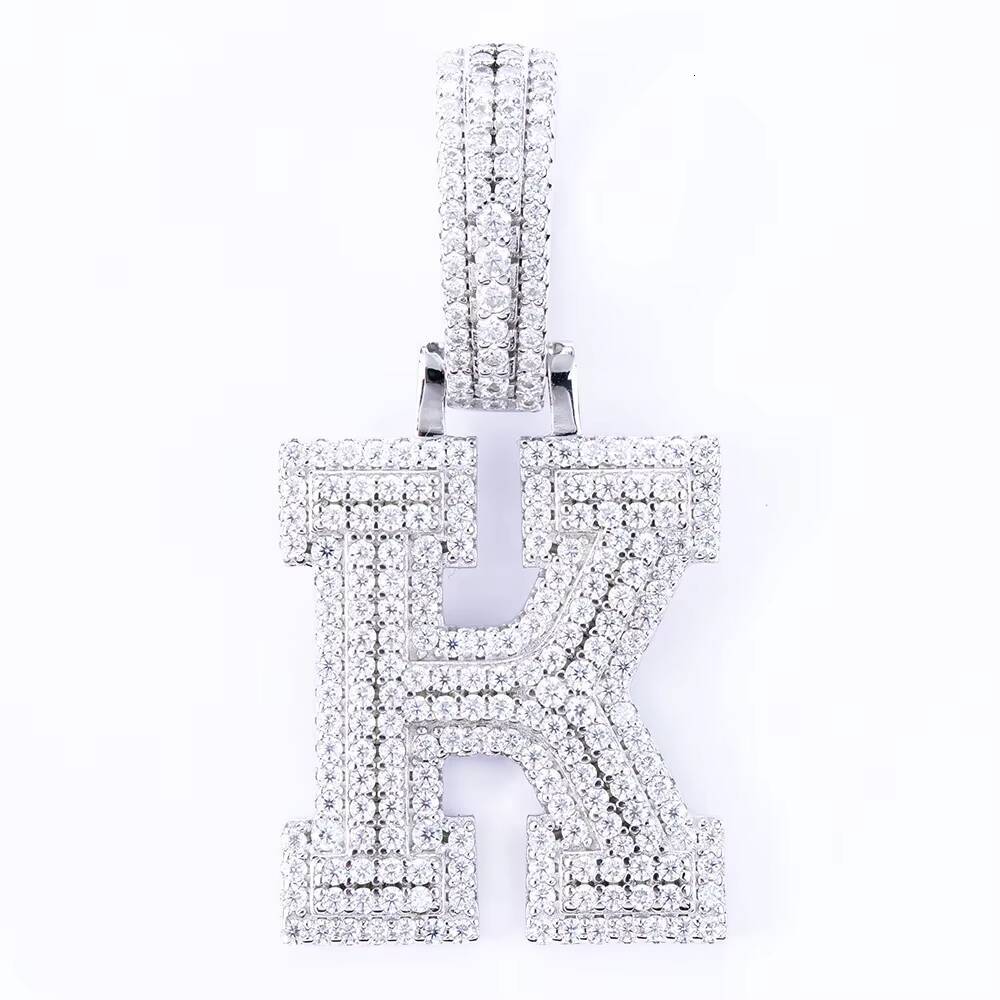Supplier Recommend Men Hip Hop Jewelry 925 Sterling Silver Iced Out Mossanite Moissanite Initial K Letter Pendant with Chain