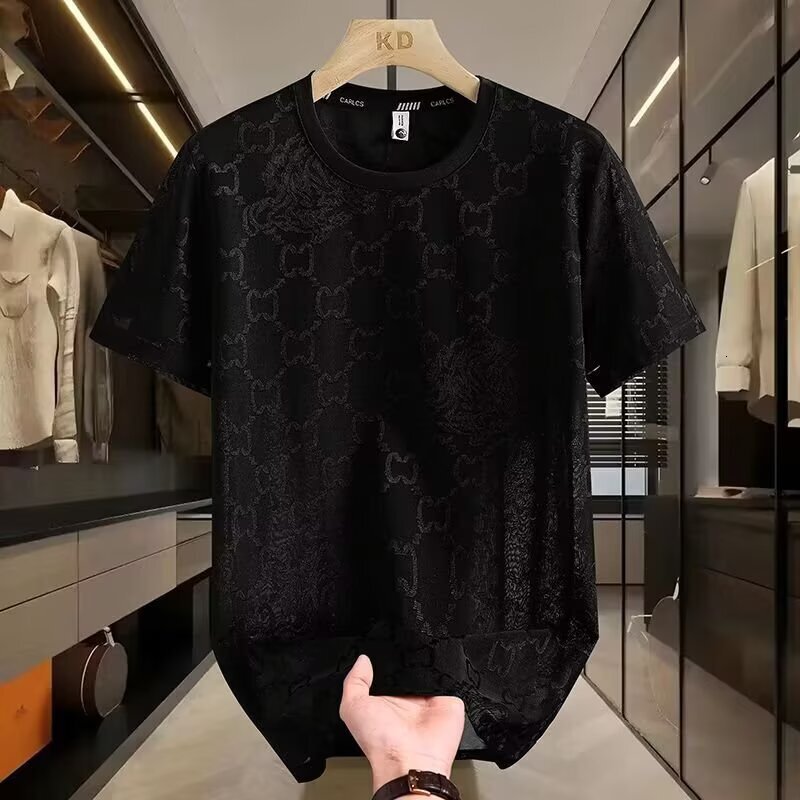 Summer 2026 Fashion Thin Designer T-shirt High End Ice Silk Ice Sensation Short Sleeved T-shirt Men's Trendy Men's Half Sleeve Top Clothes