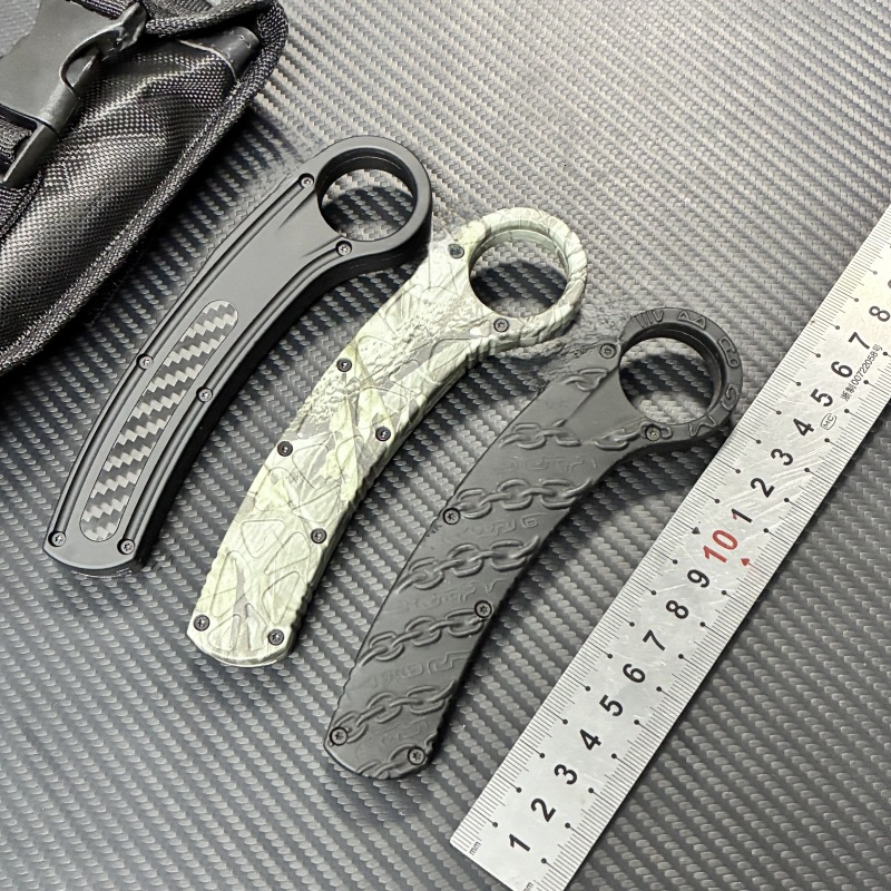 OTF carbon fiber blade with Aluminum alloy handle EDC outdoor tool accessory claw knife sheath