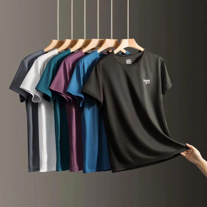 Summer quick-dry sports summer thin t-shirt, men's loose-fitting ice silk breathable short-sleeve top