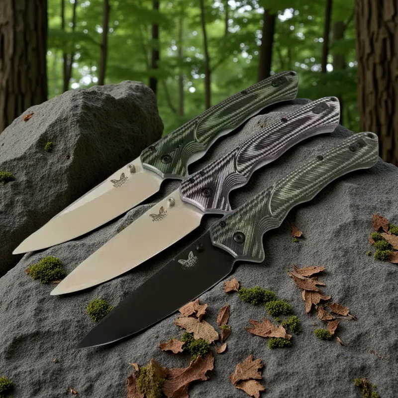 New BM 615BK-1401 Outdoor Tactical Fixed Blade Knife D2 Blade G10 Handle EDC Jungle Hunting Cutting Survival Tools with Sheath