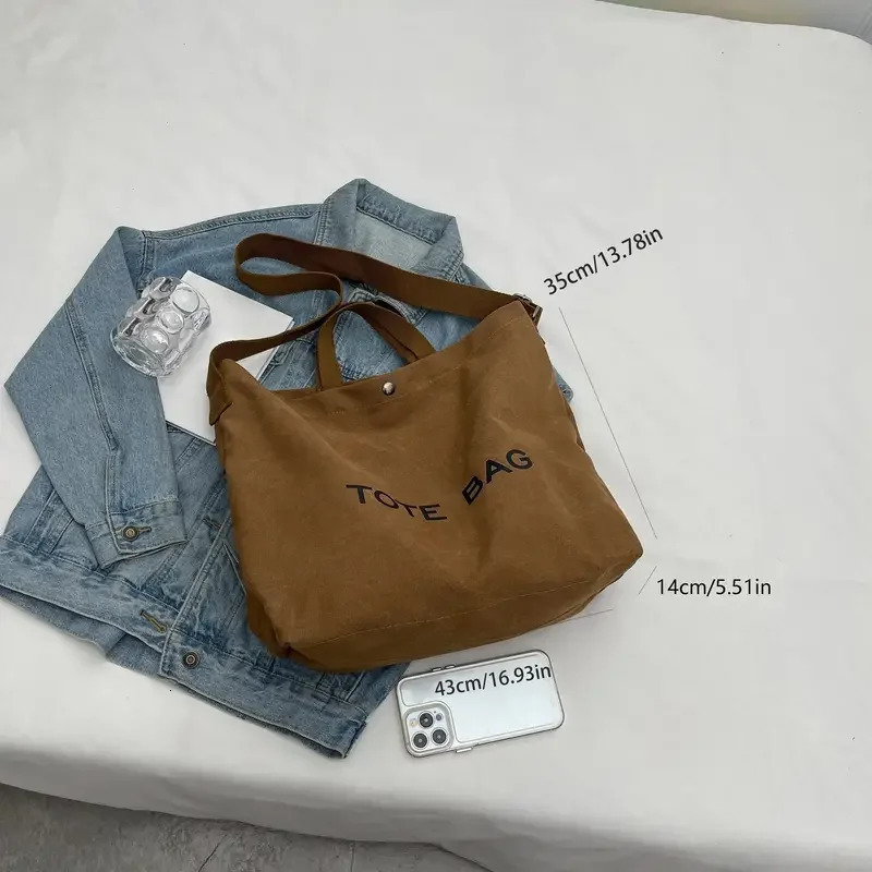 Thickened Canvas Retro Tote Bag Premium Sense Handbags Commuter Bag Large Capacity Student Shoulder Bags for Women 260428