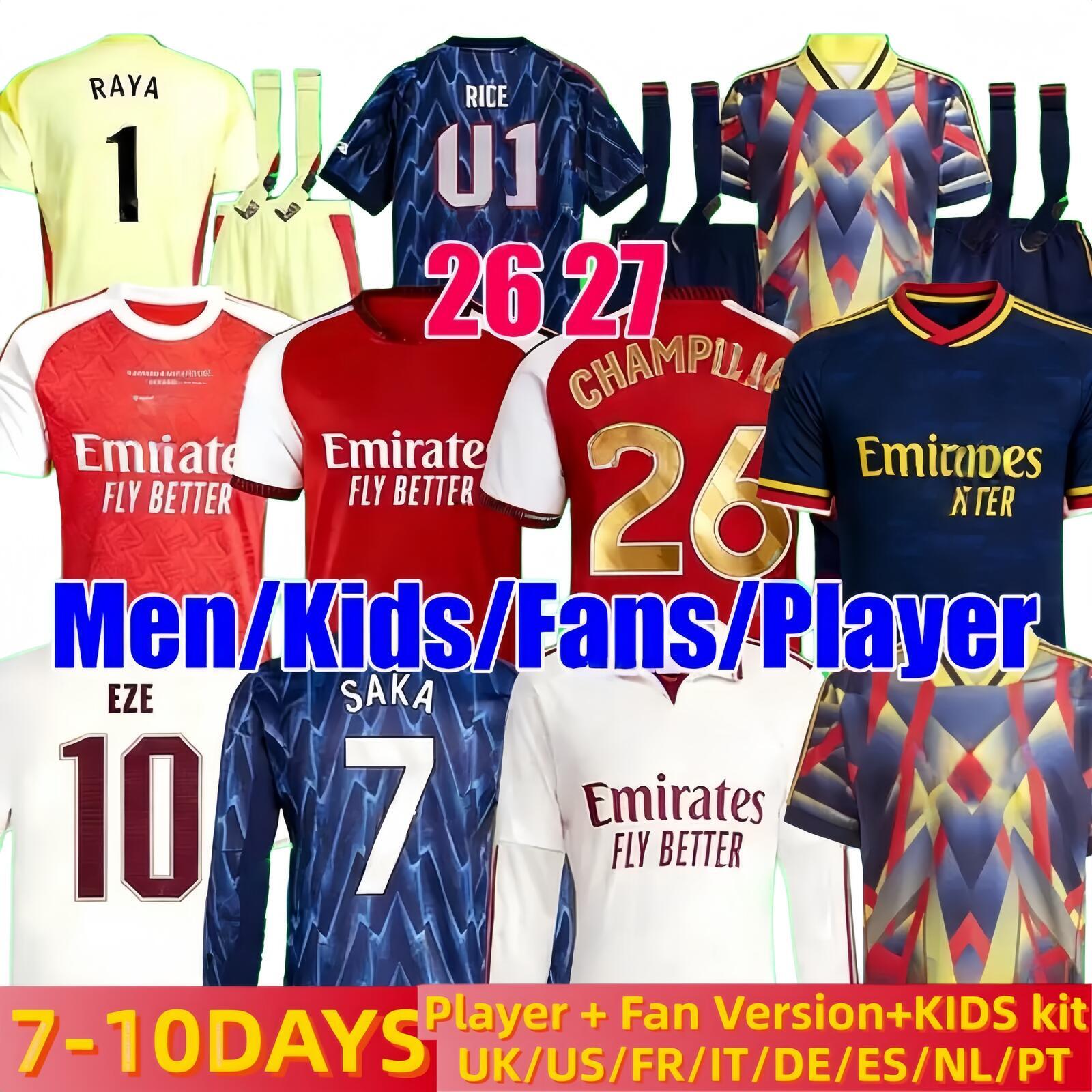 26 27 Arsenallyjersey Soccer Jerseys SAKA GYOKERES 2025 2026 2027 EZE ODEGAARD RICE MADUEKE BERGKAMP HENRY Football shirt Men Kids