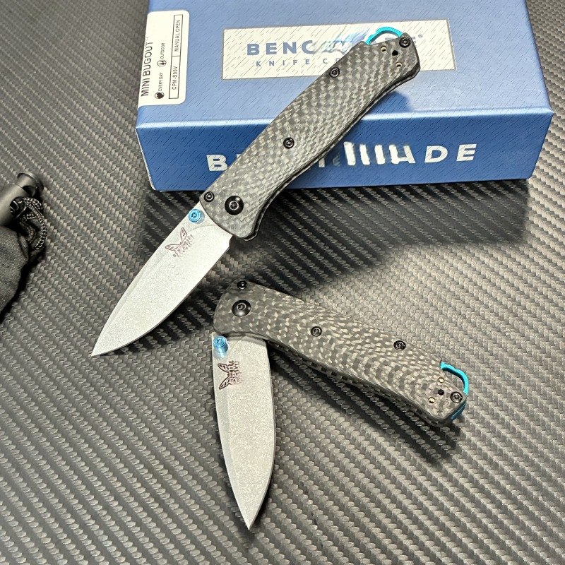BM 533-3 Folding Tactical Knife Damascus Steel Blade Bugout Knife Carbon Fiber Handle Pocket Outdoor Camping Self-defense Knives