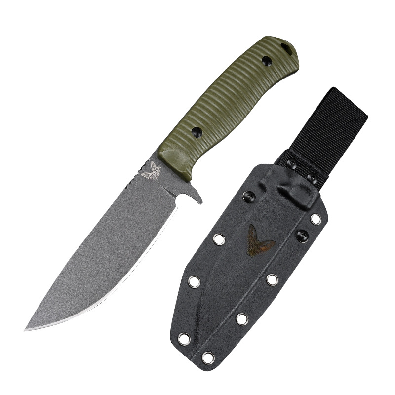 BM 539 Straight Knife with Sheath Green G10 Handle Edc Multitool Knives Utility Fishing Cutting Outdoor EDC Essential Equipment
