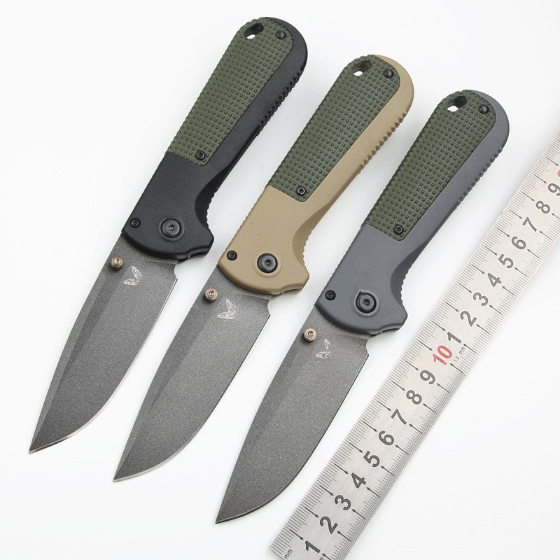 BM 430 Redoubt Folding Knife 3.55" CPM-D2 Graphite Black Plain Blade Grivory Handles 430BK Camping Tool with Clip Pocket Knife