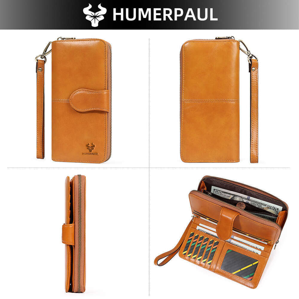 Women Light Luxury Niche Designer Wallet, Hummer Paul Cowhide Clutch, RFID Security Large Capacity Multi Card Slots Purse SENYY