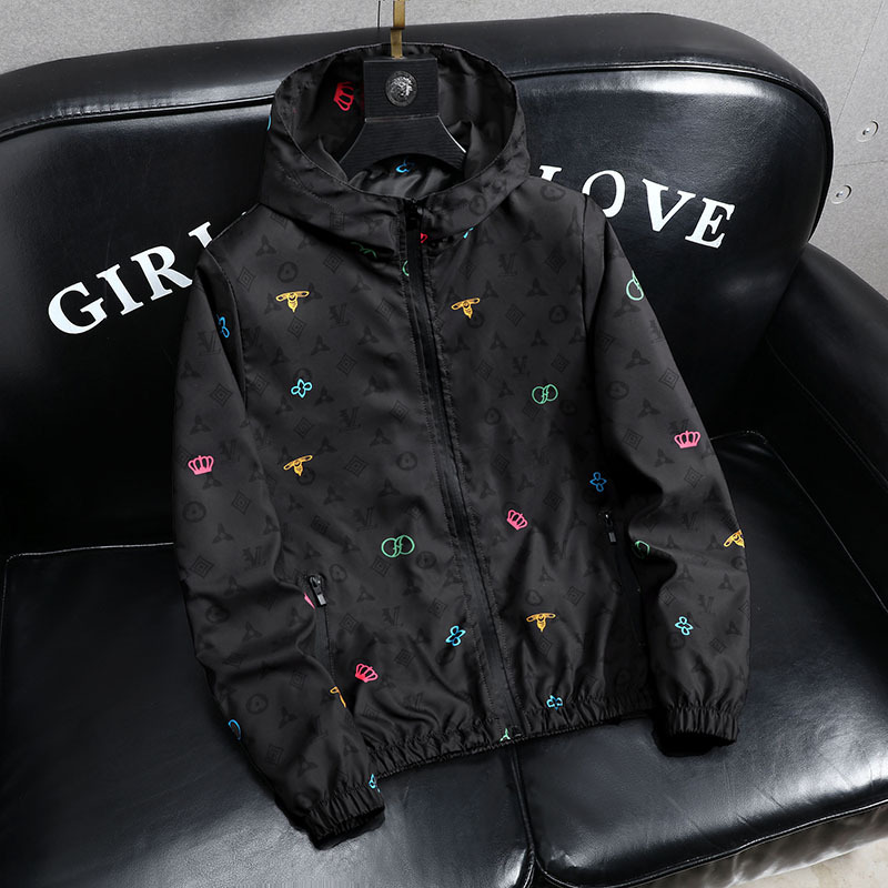 Free shipping 2026 spring and summer new arrival light luxury men's casual hooded loose fitting fashionable trendy jacket black yellow