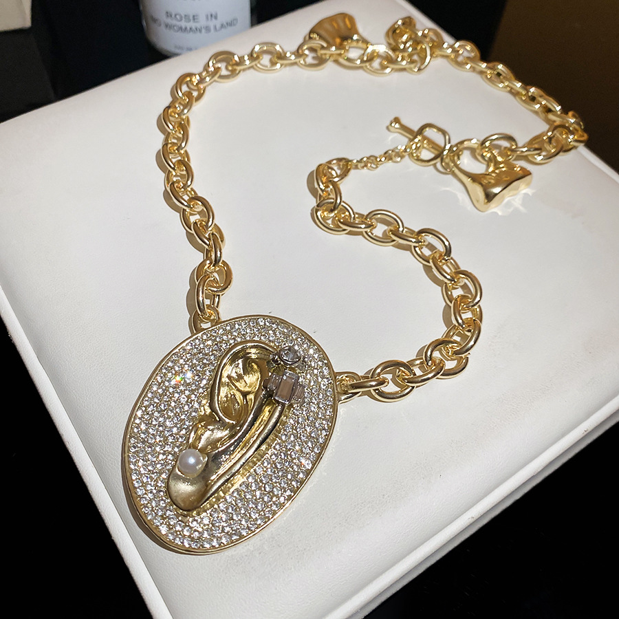 European American vintage style statement necklace pearl ear pendants, exaggerated and fashionable with a high-end feel, clavicle chain pendant access - view 7
