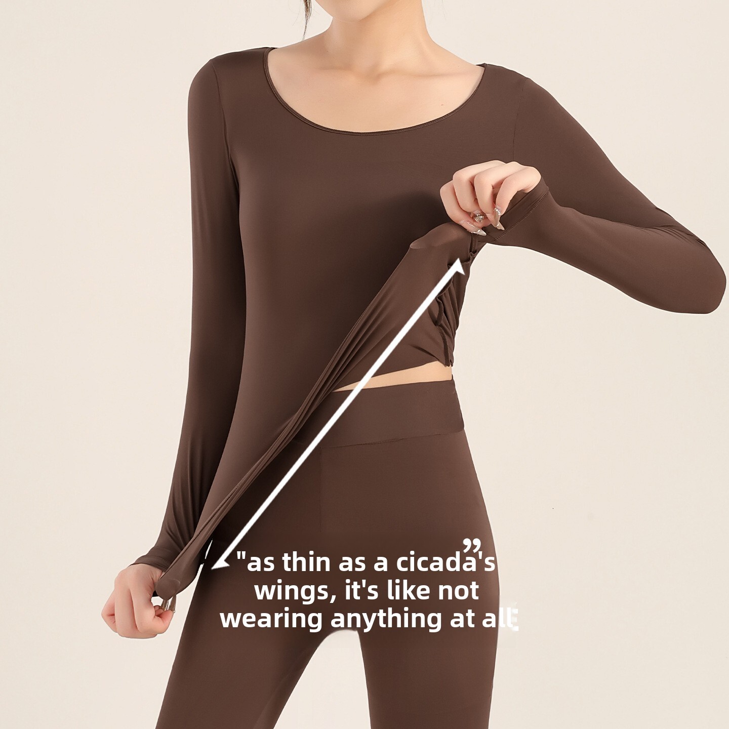 Skin-beautifying clothing 2025 autumn winter new ultra-thin thermal underwear set with round neck base and facial mask shirt