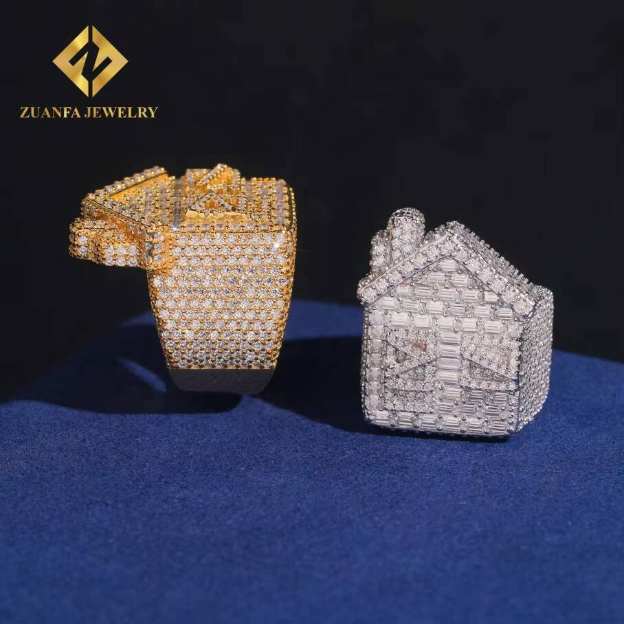 Hot Sale GRA Certified Moissanite House Ring HipHop 925 Sterling Silver Ring High Quality Ring Iced Out Pass Diamond Tester